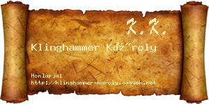 Klinghammer Károly névjegykártya