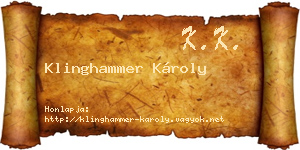 Klinghammer Károly névjegykártya
