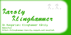 karoly klinghammer business card