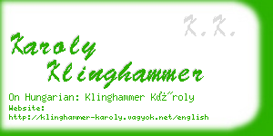 karoly klinghammer business card